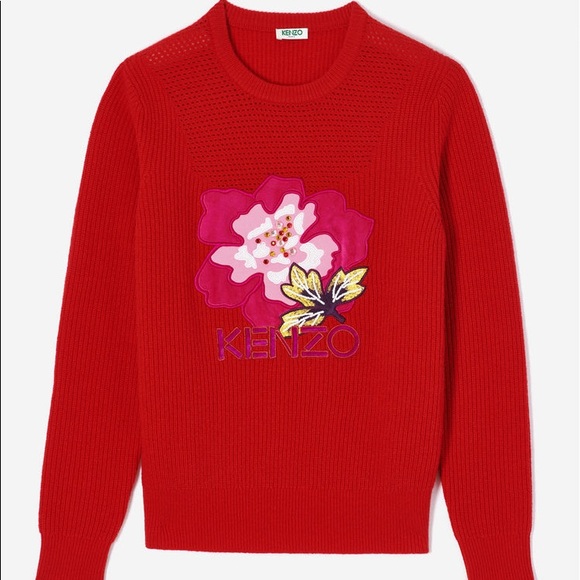 KENZO Red ‘Indonesian Flower' jumper M - Picture 3 of 10